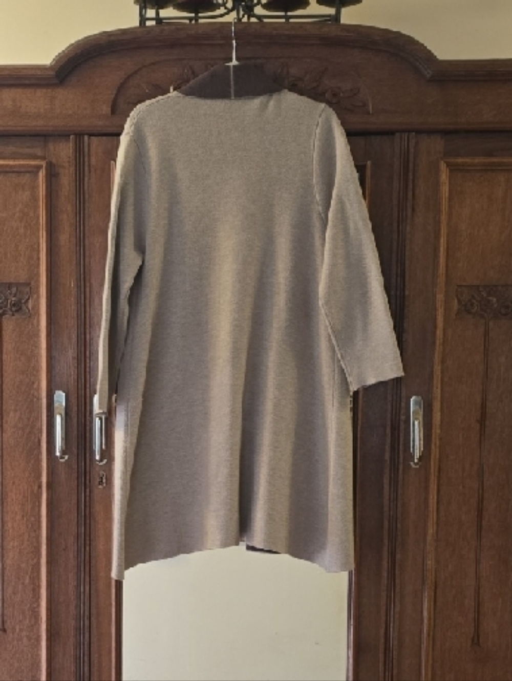 Max Sport Two-Tone Cardigan with Leopard Patch Pockets - Brown & Cream - Picture 3 of 4